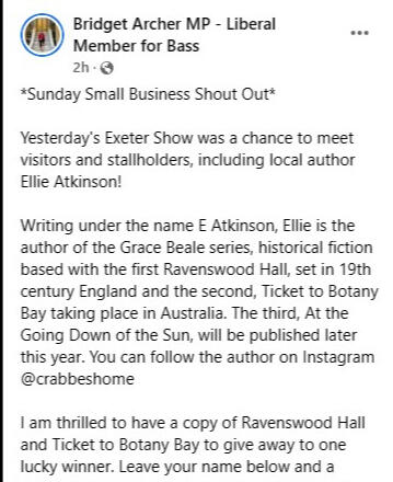 Exeter markets tomorrow where I will be signing copies!